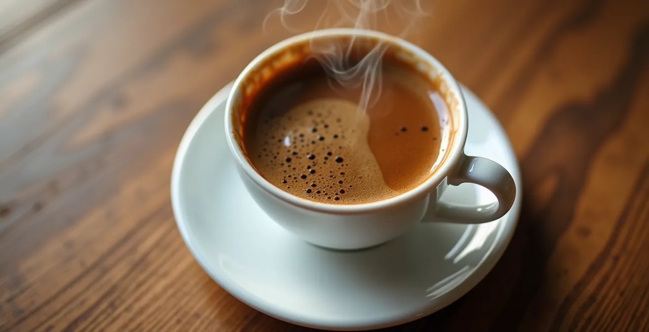 Nahaufnahme einer achtsamen Kaffeepause mit feinem Porzellan