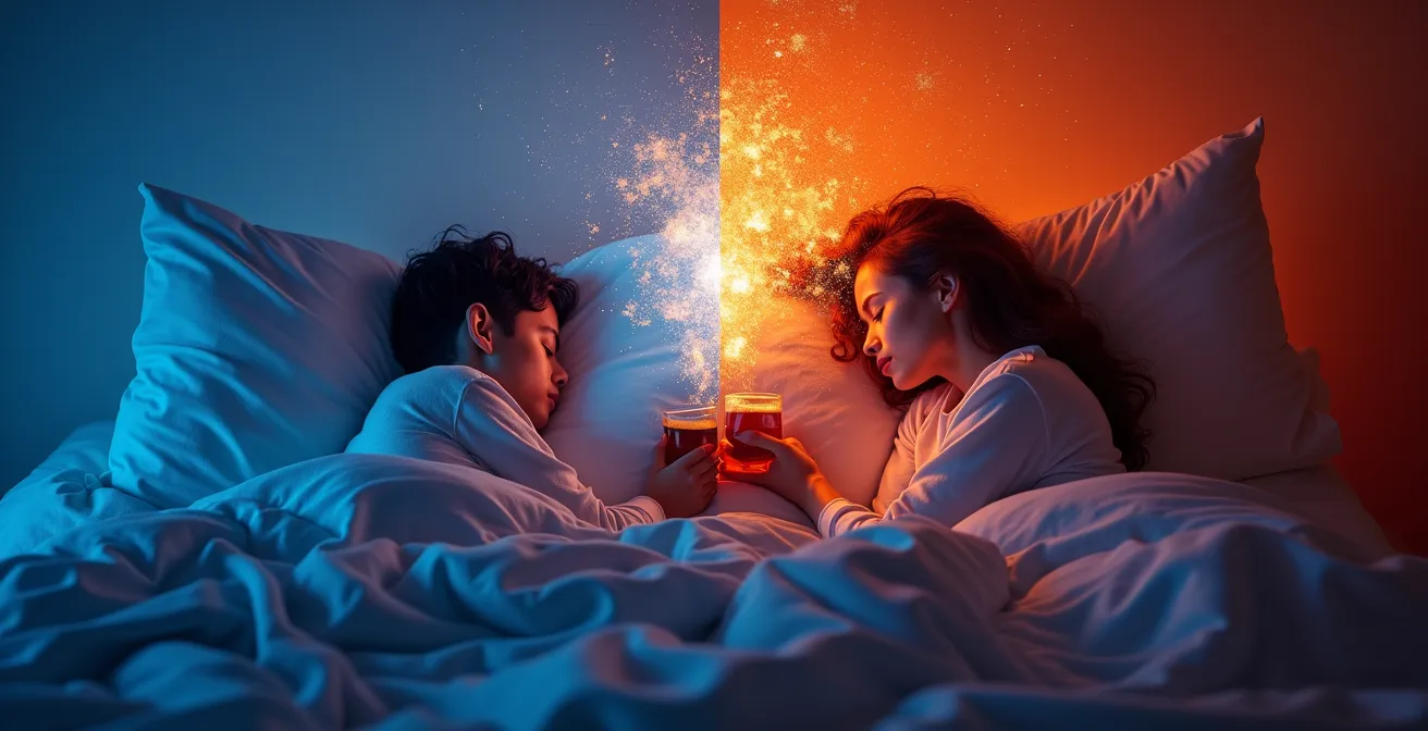 Visualisierung der gestörten Schlafphasen durch Alkoholkonsum