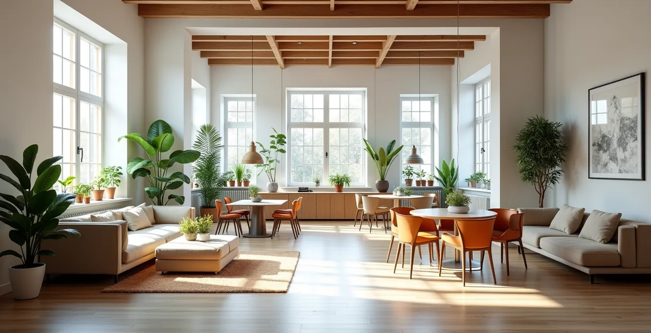 Moderne Büroräume in umgewandelter Wohnimmobilie für New-Work-Konzepte