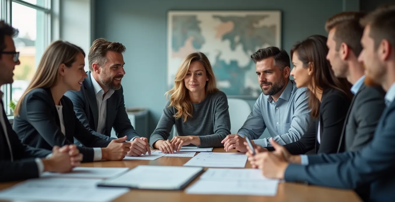 Workshop-Szene mit Führungskräften und Teams beim gemeinsamen Entwickeln von OKR-Zielen