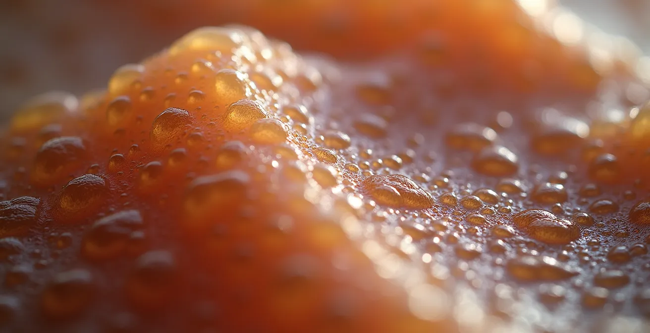 Makroaufnahme natürlicher Hautstruktur mit sichtbaren Poren und Texturen