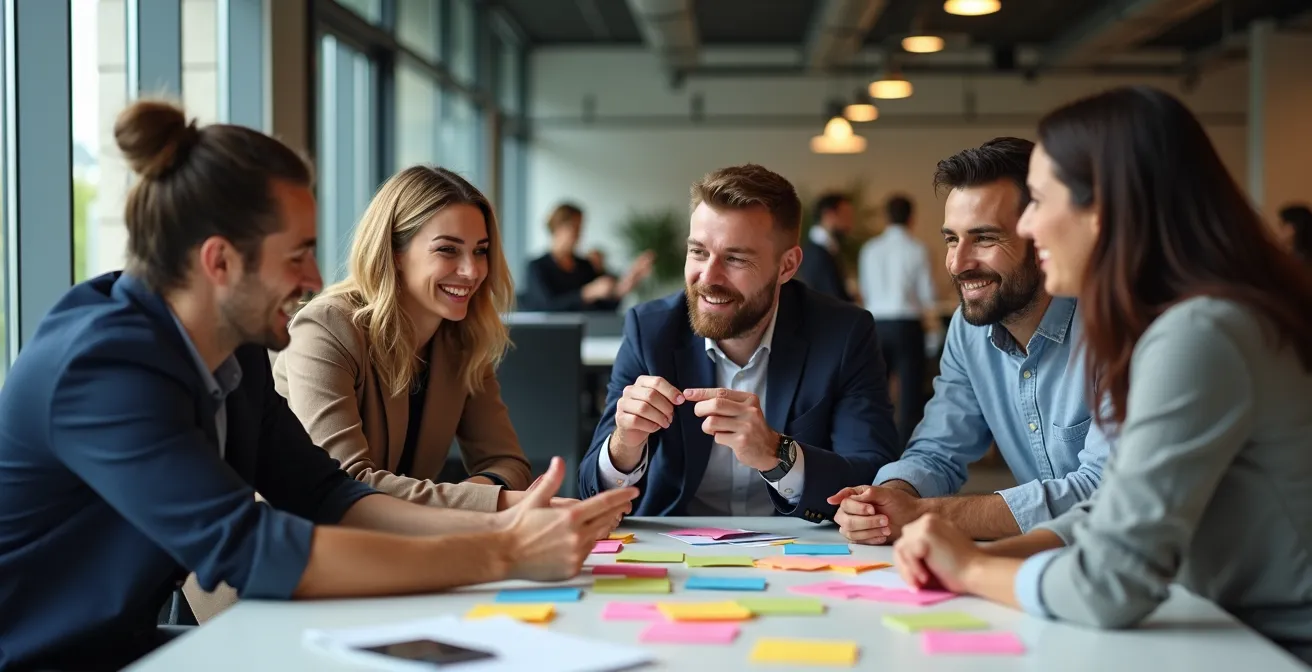 Team arbeitet gemeinsam an experimentellen Projekten in einem modernen Innovationslabor