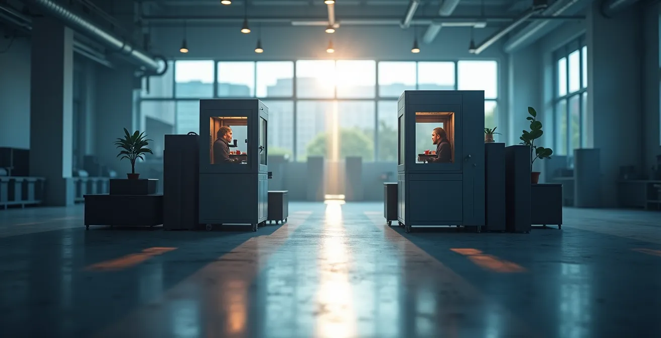 Visuelle Gegenüberstellung von Leasing und KfW-Förderkredit für Maschinenfinanzierung